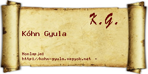 Kóhn Gyula névjegykártya
